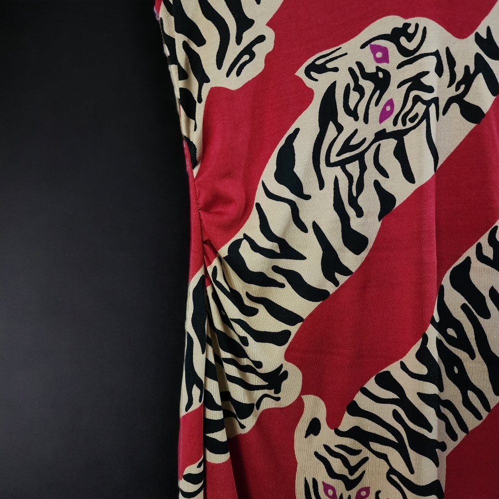Diane von Furstenburg Red Tiger Estovan Silk Jersey Dress Size 2 - Picture 3 of 8